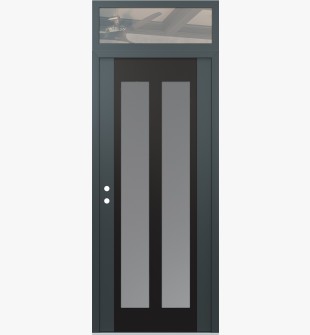 Diamond C14 36" x 96" anthracite/anthracite frosted Glass Panel black RHI with Transom clear Glass