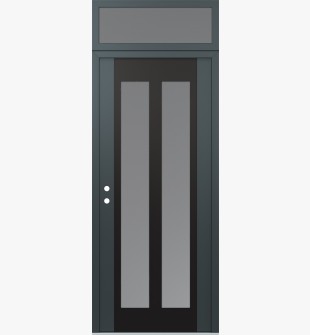 Diamond C14 36" x 96" anthracite/anthracite frosted Glass Panel black RHI with Transom frosted Glass