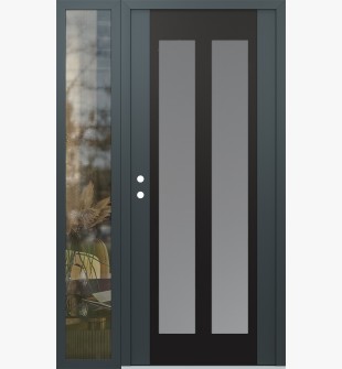 Diamond C14 50" x 80" anthracite/anthracite frosted Glass Panel black RHI with Sidelite clear Glass