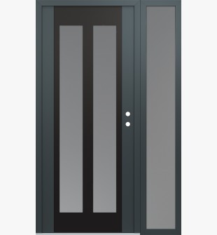 Diamond C14 48" x 80" anthracite/anthracite frosted Glass Panel black LHI with Sidelite frosted Glass
