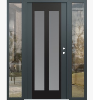 Diamond C14 68" x 80" anthracite/anthracite frosted Glass Panel black LHI with 2 Sidelites clear Glass