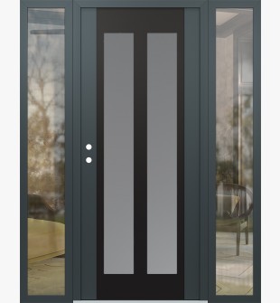 Diamond C14 60" x 80" anthracite/anthracite frosted Glass Panel black RHI with 2 Sidelites clear Glass