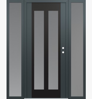 Diamond C14 68" x 80" anthracite/anthracite frosted Glass Panel black LHI with 2 Sidelites frosted Glass