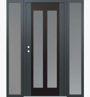 Diamond C14 64" x 80" anthracite/anthracite frosted Glass Panel black RHI with 2 Sidelites frosted Glass