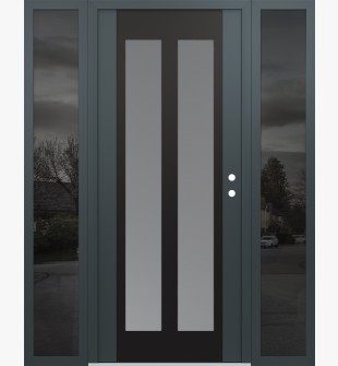 Diamond C14 60" x 80" anthracite/anthracite frosted Glass Panel black LHI with 2 Sidelites mirrored Glass
