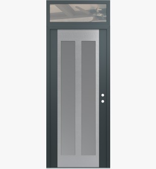 Diamond C14 36" x 96" anthracite/anthracite frosted Glass Panel stainless steel LHI with Transom clear Glass