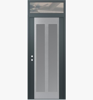 Diamond C14 36" x 96" anthracite/anthracite frosted Glass Panel stainless steel RHI with Transom clear Glass