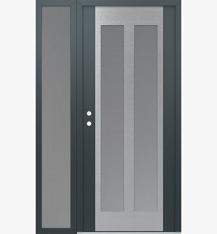 Diamond C14 50" x 80" anthracite/anthracite frosted Glass Panel stainless steel RHI with Sidelite frosted Glass