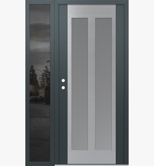 Diamond C14 52" x 80" anthracite/anthracite frosted Glass Panel stainless steel RHI with Sidelite mirrored Glass