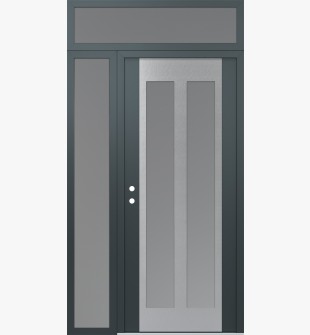 Diamond C14 52" x 96" anthracite/anthracite frosted Glass Panel stainless steel RHI with Sidelite and Transom frosted Glass