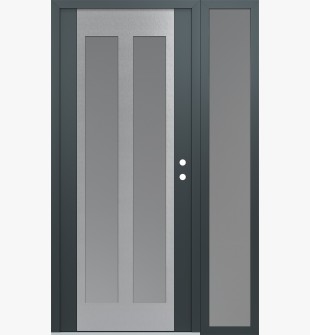 Diamond C14 52" x 80" anthracite/anthracite frosted Glass Panel stainless steel LHI with Sidelite frosted Glass