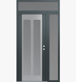 Diamond C14 48" x 96" anthracite/anthracite frosted Glass Panel stainless steel LHI with Sidelite and Transom frosted Glass