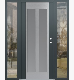 Diamond C14 60" x 80" anthracite/anthracite frosted Glass Panel stainless steel LHI with 2 Sidelites clear Glass