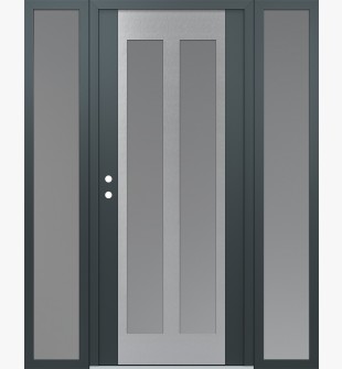 Diamond C14 60" x 80" anthracite/anthracite frosted Glass Panel stainless steel RHI with 2 Sidelites frosted Glass