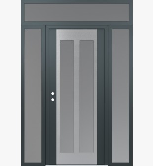 Diamond C14 68" x 96" anthracite/anthracite frosted Glass Panel stainless steel RHI with 2 Sidelites and Transom frosted Glass
