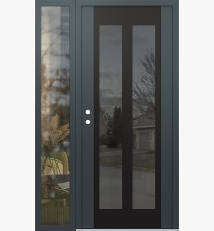 Diamond C14 52" x 80" anthracite/anthracite mirrored Glass Panel black RHI with Sidelite clear Glass