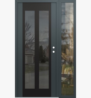 Diamond C14 48" x 80" anthracite/anthracite mirrored Glass Panel black LHI with Sidelite clear Glass