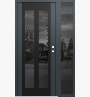 Diamond C14 52" x 80" anthracite/anthracite mirrored Glass Panel black LHI with Sidelite mirrored Glass