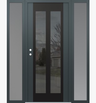 Diamond C14 64" x 80" anthracite/anthracite mirrored Glass Panel black RHI with 2 Sidelites frosted Glass