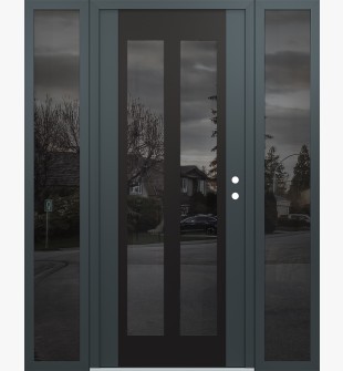 Diamond C14 64" x 80" anthracite/anthracite mirrored Glass Panel black LHI with 2 Sidelites mirrored Glass