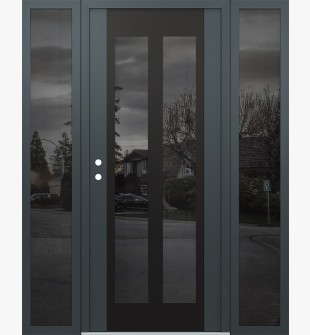 Diamond C14 64" x 80" anthracite/anthracite mirrored Glass Panel black RHI with 2 Sidelites mirrored Glass