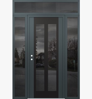 Diamond C14 68" x 96" anthracite/anthracite mirrored Glass Panel black RHI with 2 Sidelites and Transom mirrored Glass