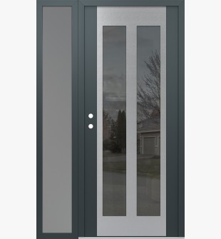 Diamond C14 48" x 80" anthracite/anthracite mirrored Glass Panel stainless steel RHI with Sidelite frosted Glass