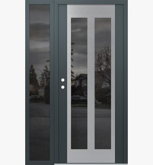 Diamond C14 50" x 80" anthracite/anthracite mirrored Glass Panel stainless steel RHI with Sidelite mirrored Glass