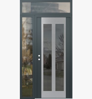 Diamond C14 50" x 96" anthracite/anthracite mirrored Glass Panel stainless steel RHI with Sidelite and Transom clear Glass