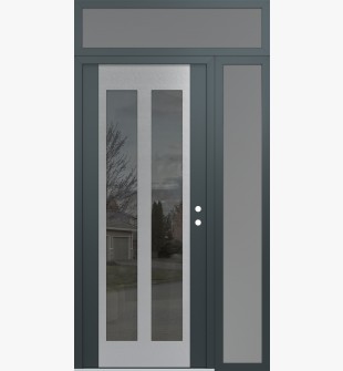 Diamond C14 50" x 96" anthracite/anthracite mirrored Glass Panel stainless steel LHI with Sidelite and Transom frosted Glass