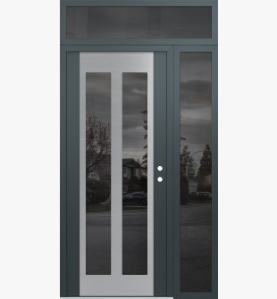Diamond C14 52" x 96" anthracite/anthracite mirrored Glass Panel stainless steel LHI with Sidelite and Transom mirrored Glass