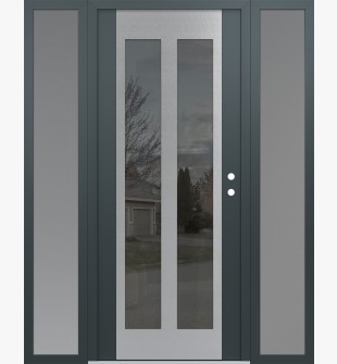 Diamond C14 60" x 80" anthracite/anthracite mirrored Glass Panel stainless steel LHI with 2 Sidelites frosted Glass