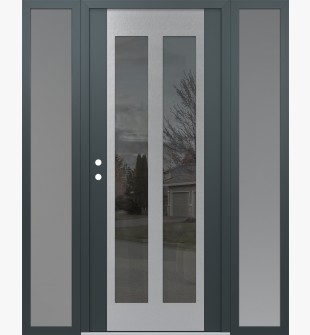 Diamond C14 68" x 80" anthracite/anthracite mirrored Glass Panel stainless steel RHI with 2 Sidelites frosted Glass