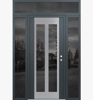 Diamond C14 60" x 96" anthracite/anthracite mirrored Glass Panel stainless steel LHI with 2 Sidelites and Transom mirrored Glass