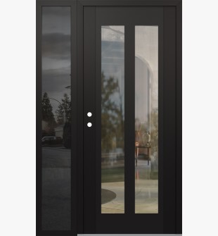 Diamond C14 50" x 80" black/black clear Glass Panel black RHI with Sidelite mirrored Glass