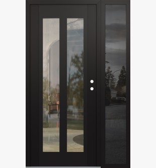 Diamond C14 52" x 80" black/black clear Glass Panel black LHI with Sidelite mirrored Glass