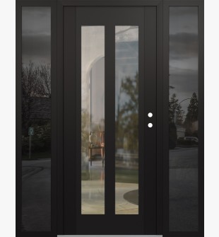 Diamond C14 60" x 80" black/black clear Glass Panel black LHI with 2 Sidelites mirrored Glass