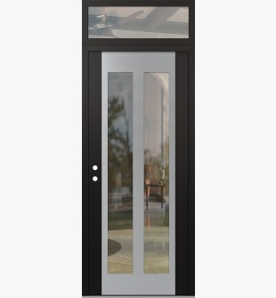 Diamond C14 36" x 96" black/black clear Glass Panel stainless steel RHI with Transom clear Glass