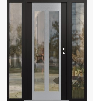 Diamond C14 68" x 80" black/black clear Glass Panel stainless steel LHI with 2 Sidelites clear Glass