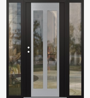 Diamond C14 60" x 80" black/black clear Glass Panel stainless steel RHI with 2 Sidelites clear Glass