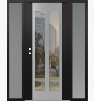 Diamond C14 60" x 80" black/black clear Glass Panel stainless steel RHI with 2 Sidelites frosted Glass