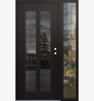 Diamond C14 50" x 80" black/black mirrored Glass Panel black LHI with Sidelite clear Glass