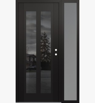 Diamond C14 50" x 80" black/black mirrored Glass Panel black LHI with Sidelite frosted Glass