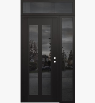Diamond C14 48" x 96" black/black mirrored Glass Panel black LHI with Sidelite and Transom mirrored Glass