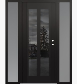 Diamond C14 60" x 80" black/black mirrored Glass Panel black LHI with 2 Sidelites frosted Glass