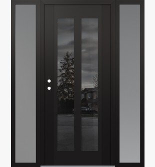 Diamond C14 60" x 80" black/black mirrored Glass Panel black RHI with 2 Sidelites frosted Glass