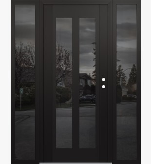 Diamond C14 64" x 80" black/black mirrored Glass Panel black LHI with 2 Sidelites mirrored Glass