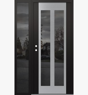 Diamond C14 48" x 80" black/black mirrored Glass Panel stainless steel RHI with Sidelite mirrored Glass