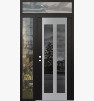 Diamond C14 48" x 96" black/black mirrored Glass Panel stainless steel RHI with Sidelite and Transom clear Glass