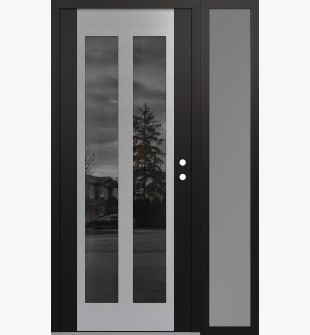 Diamond C14 48" x 80" black/black mirrored Glass Panel stainless steel LHI with Sidelite frosted Glass
